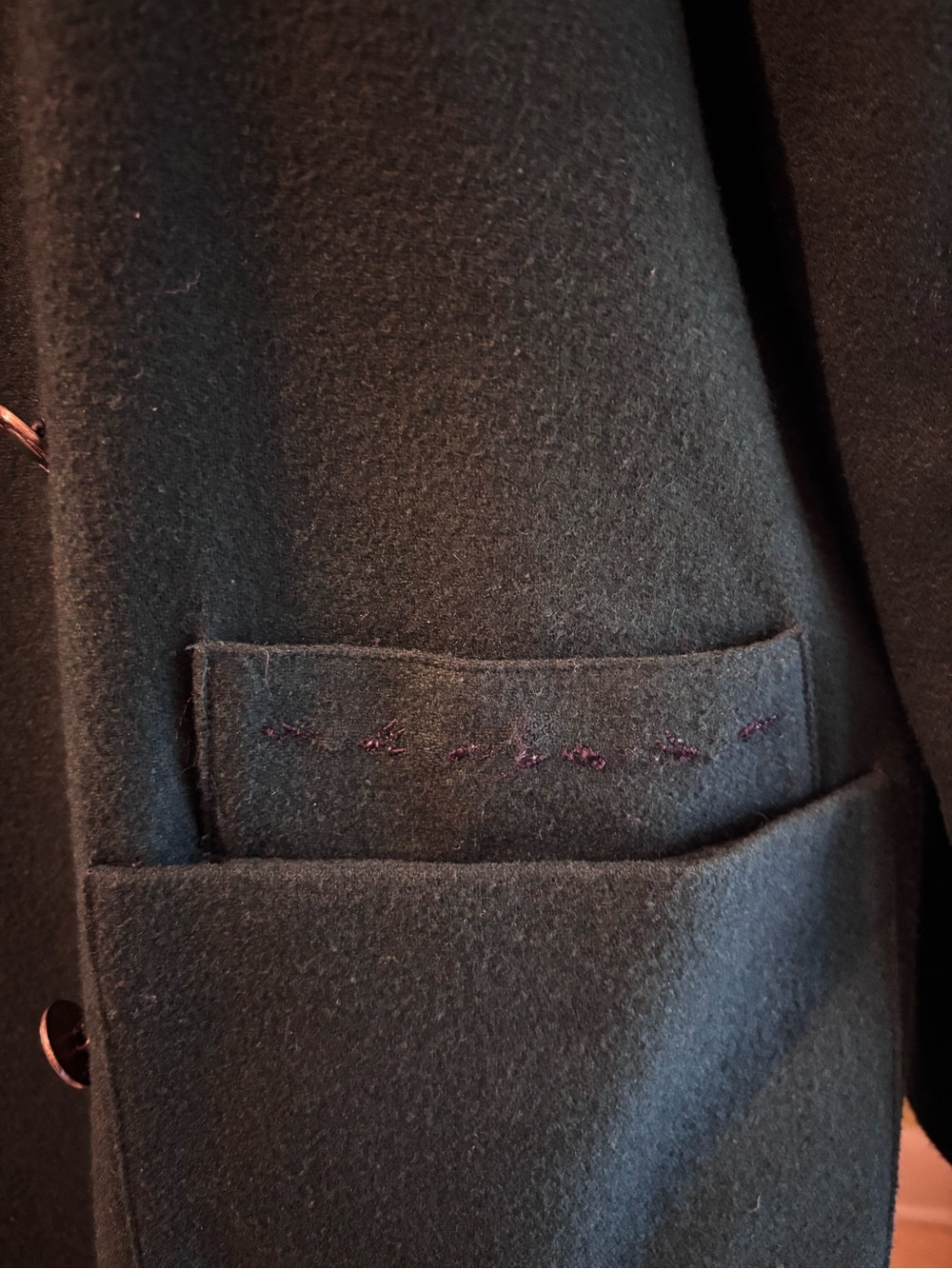 Vintage Michel Antoni Forest Green Wool Blend Double-Breasted Blazer Size 14 - Picture 6 of 6